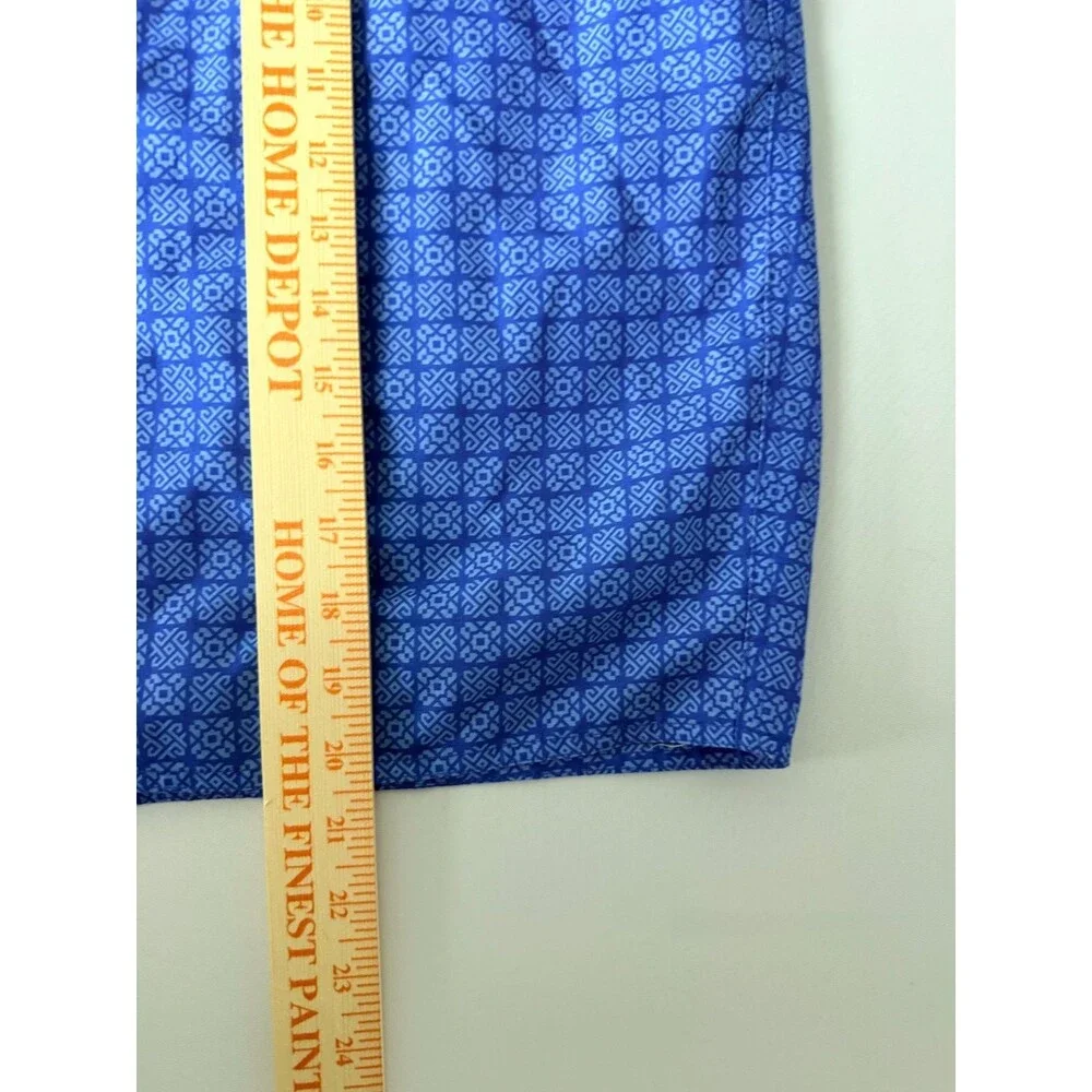 St Johns Bay Mens 2XL Blue Geometric Swim Trunks Mesh Lined Drawstring